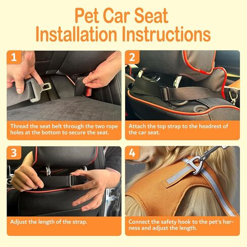 Memory Foam Dog Booster Seat Under 35 lbs, Medium Dog Car Seat, Comfortable Hi-Density Sponge Car Bed for Small/Medium Pets,Detachable and Washable Pet Travel Bed with 2 Adjustable Safety Belt in Saudi Arabia