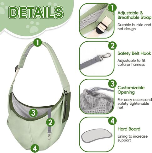 حبال حامل الكلاب، حاملات حبال الحيوانات الأليفة بدون استخدام اليدين للكلاب والقطط الصغيرة، حزام كتف سميك مبطن قابل للتعديل مع جيب تخزين، محفظة حاملة جرو مقاومة للماء، رمادي in Kuwait
