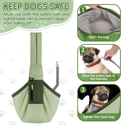 حبال حامل الكلاب، حاملات حبال الحيوانات الأليفة بدون استخدام اليدين للكلاب والقطط الصغيرة، حزام كتف سميك مبطن قابل للتعديل مع جيب تخزين، محفظة حاملة جرو مقاومة للماء، رمادي in Kuwait