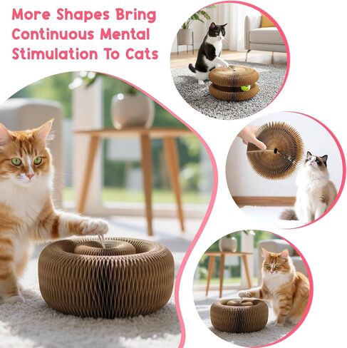 لعبة LUBANA Kitty Curls Cat (كبيرة) من الورق المقوى التفاعلي Twisty Paws مع كرة جرس ودعابة معلقة | خدش القطة القابلة للطي | تصميم قرص العسل | العناية بالمخلب والتمرين والمرح in Saudi Arabia