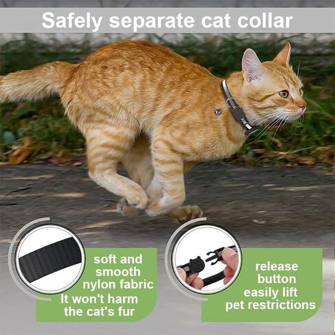 Cat Collar with Air Tags Holder and Bell, Safety Reflective Adjustable Collars with Buckle(7-12In) for Dog Kitten Puppy, Indoor Outdoor Use, Black in Saudi Arabia