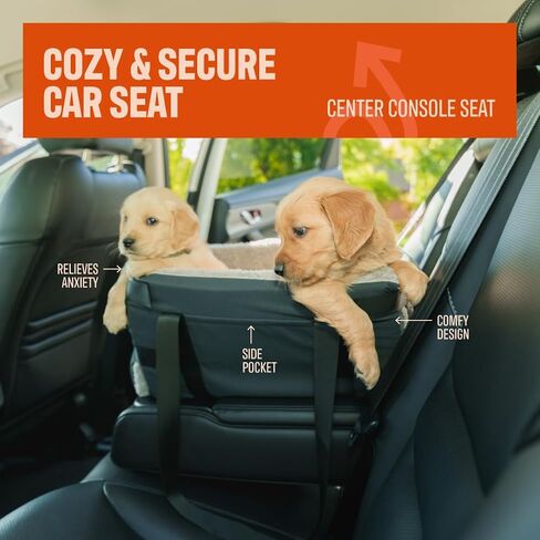 Center Console Dog Seat for Small Dogs & Cats | Pet Car Seat with Safety Strap & Cushion | Portable Middle Console Dog Bed | Secure Travel Booster Seat by Carver Park in Saudi Arabia