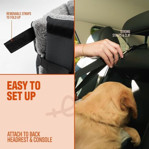 Center Console Dog Seat for Small Dogs & Cats | Pet Car Seat with Safety Strap & Cushion | Portable Middle Console Dog Bed | Secure Travel Booster Seat by Carver Park in Saudi Arabia