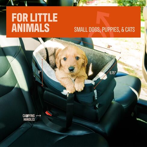 Center Console Dog Seat for Small Dogs & Cats | Pet Car Seat with Safety Strap & Cushion | Portable Middle Console Dog Bed | Secure Travel Booster Seat by Carver Park in Saudi Arabia