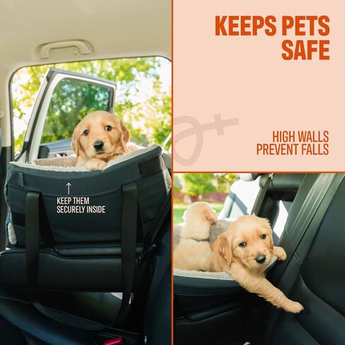 Center Console Dog Seat for Small Dogs & Cats | Pet Car Seat with Safety Strap & Cushion | Portable Middle Console Dog Bed | Secure Travel Booster Seat by Carver Park in Saudi Arabia