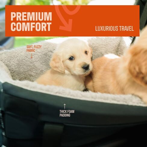 Center Console Dog Seat for Small Dogs & Cats | Pet Car Seat with Safety Strap & Cushion | Portable Middle Console Dog Bed | Secure Travel Booster Seat by Carver Park in Saudi Arabia
