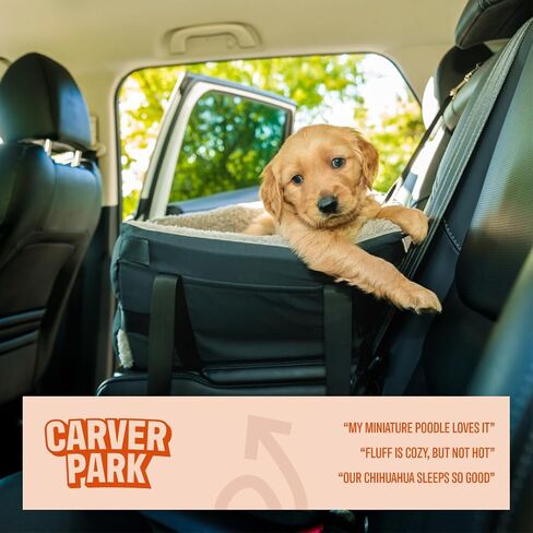 Center Console Dog Seat for Small Dogs & Cats | Pet Car Seat with Safety Strap & Cushion | Portable Middle Console Dog Bed | Secure Travel Booster Seat by Carver Park in Saudi Arabia