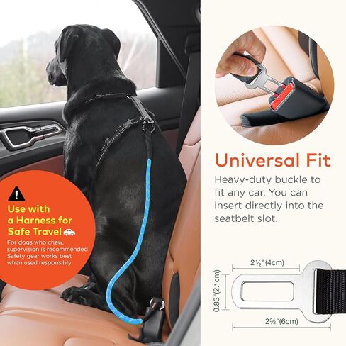 Dog Seat Belt for Car | Universal Pet Car Seatbelt with Reflective Climbing Rope, Aviation Aluminum Carabiner with 360° Swivel & Auto-Lock, Secure Safety Restraint (Trail Blue 360°) in Kuwait