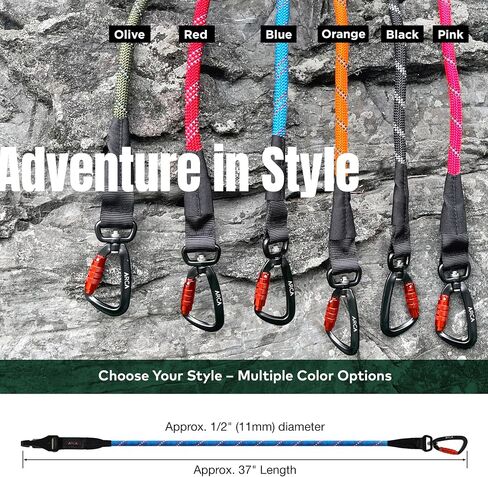 Dog Seat Belt for Car | Universal Pet Car Seatbelt with Reflective Climbing Rope, Aviation Aluminum Carabiner with 360° Swivel & Auto-Lock, Secure Safety Restraint (Trail Blue 360°) in Kuwait