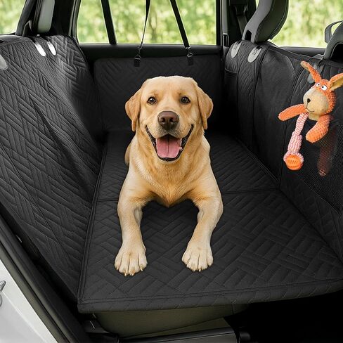 Car Back Seat Extender for Dogs – 40% Extra Space, 600D Oxford Waterproof Dog Car Seat Cover with Hard-Bottom Bridge, Non-Slip Base, Mesh Window & Storage Pockets – Foldable Design in Saudi Arabia