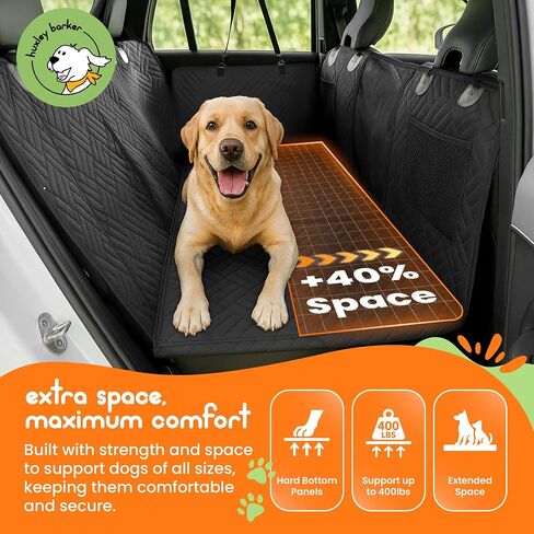 Car Back Seat Extender for Dogs – 40% Extra Space, 600D Oxford Waterproof Dog Car Seat Cover with Hard-Bottom Bridge, Non-Slip Base, Mesh Window & Storage Pockets – Foldable Design in Saudi Arabia