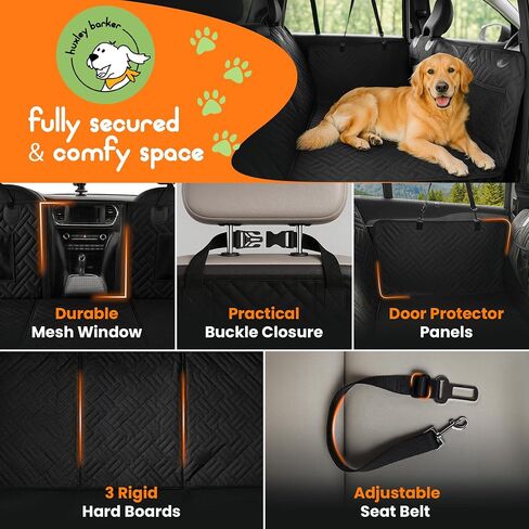 Car Back Seat Extender for Dogs – 40% Extra Space, 600D Oxford Waterproof Dog Car Seat Cover with Hard-Bottom Bridge, Non-Slip Base, Mesh Window & Storage Pockets – Foldable Design in Saudi Arabia