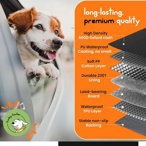 Car Back Seat Extender for Dogs – 40% Extra Space, 600D Oxford Waterproof Dog Car Seat Cover with Hard-Bottom Bridge, Non-Slip Base, Mesh Window & Storage Pockets – Foldable Design in Saudi Arabia