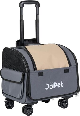 Pet Bag Carrier with Wheels, Pet Backpack with Wheels, Small Dog Carrier, cat Carrier, Detachable Wheels, Travel Bag, Pet Trolley, Soft Sided Carrier with Wheels, Foldable Carrier (Oat Grey) in Kuwait