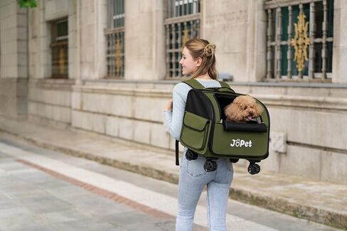 Pet Bag Carrier with Wheels, Pet Backpack with Wheels, Small Dog Carrier, cat Carrier, Detachable Wheels, Travel Bag, Pet Trolley, Soft Sided Carrier with Wheels, Foldable Carrier (Oat Grey) in Kuwait