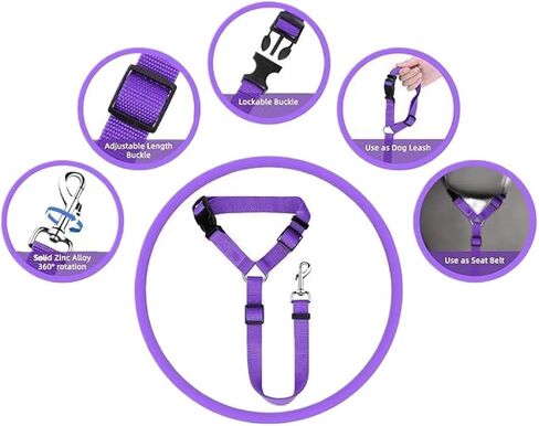 Pet Dog Cat Seat Belts, Car Headrest Restraint Adjustable Safety Leads Vehicle Seatbelt Harness (1 Pack) in Saudi Arabia