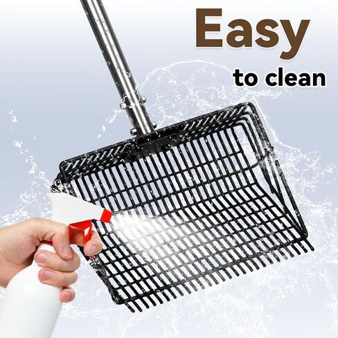 2 in 1 Chicken Poop Scooper Rake , 2 Rakes and 4 Sections Adjustable Stainless Steel Handle 37.4 - 68.9 Inch, Litter Scoop Chicken Coop Scoop for Animal Farm and Poultry Habitats with Gloves in Saudi Arabia