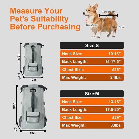 Dog Backpack Carrier, Ergonomic Pet Travel Bag, Suitable for Medium and Large Dogs, Built-in Leash and Adjustable Buckle, Ideal for Hiking and Cycling, M in Saudi Arabia
