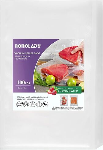 Vacuum Sealer Bags for Food, 100 Quart 8"x 12" Precut, Commercial Grade, BPA Free, Heavy Duty with Textured Surface & Puncture Prevention for Food Vac Storage, Freezer, Sous Vide, Meal Prep in Saudi Arabia