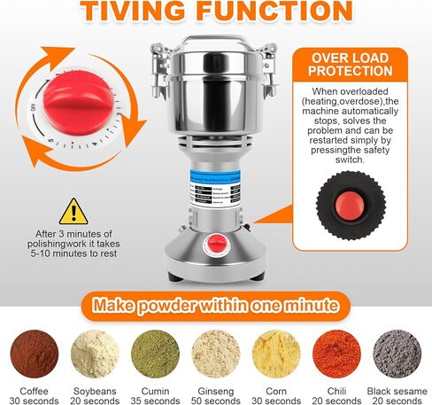 مطحنة حبوب، مطحنة دقيق 750 جرام للمنزل، مطحنة حبوب كهربائية من الفولاذ المقاوم للصدأ للقمح والأعشاب والمكسرات والحبوب والذرة والدقيق والتوابل in Kuwait