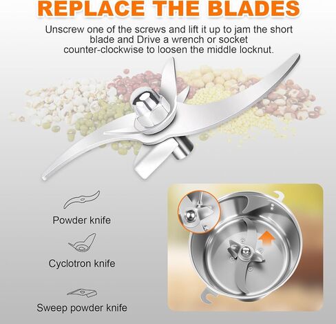 مطحنة حبوب، مطحنة دقيق 750 جرام للمنزل، مطحنة حبوب كهربائية من الفولاذ المقاوم للصدأ للقمح والأعشاب والمكسرات والحبوب والذرة والدقيق والتوابل in Kuwait