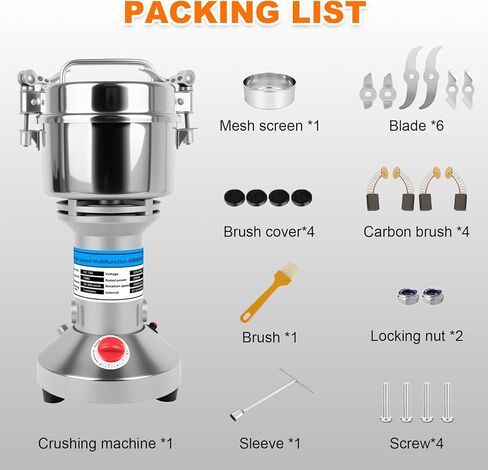 مطحنة حبوب، مطحنة دقيق 750 جرام للمنزل، مطحنة حبوب كهربائية من الفولاذ المقاوم للصدأ للقمح والأعشاب والمكسرات والحبوب والذرة والدقيق والتوابل in Kuwait