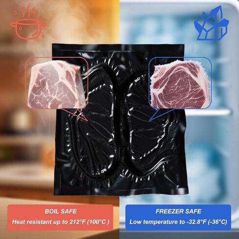 جميع بكرات حفظ الطعام السوداء مقاس 27.94 سم × 127.6 سم، أكياس ختم مفرغة من الهواء سعة 5.5 مل لتخزين الطعام، فيديو Sous Vide، وإعداد الوجبات، درجة تجارية شديدة التحمل (كرتان، إجمالي 100 قدم) in Kuwait