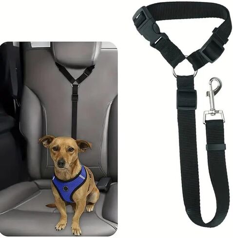 Easy-Install Dog Seat Belt – 15.7~21.7 Inches Adjustable Pet Car Leash for Vehicle Use - Black in Saudi Arabia