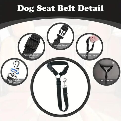 Easy-Install Dog Seat Belt – 15.7~21.7 Inches Adjustable Pet Car Leash for Vehicle Use - Black in Saudi Arabia