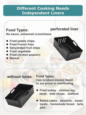 بطانات مقلاة هوائية من السيليكون من Szyeequoo عبوتين، بطانات سيليكون قابلة لإعادة الاستخدام لـ Ninja Foodi DZ201 DZ401 DZ550، COSORI، فورية، شيفمان، مقلاة هوائية ذات سلة مزدوجة 8-10QT، آمنة للاستخدام في غسالة الأطباق، أسود in Kuwait