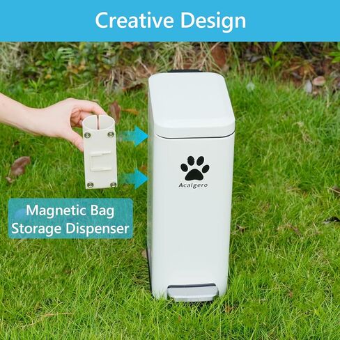 Dog Poop Trash Can Outside with Magnetic Bag Dispenser-Metal Dog Waste Container Odor Control- Rust Proof& Waterproof-Outdoor Waste Trash Can with Lid-Garbage Can&Foot Pedal-Pet Poop Bucket Soft Close in Saudi Arabia