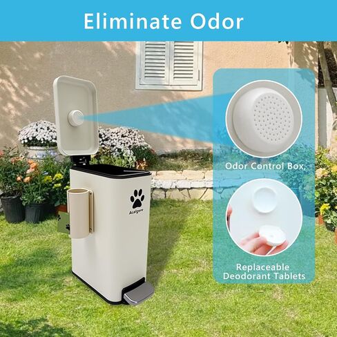 Dog Poop Trash Can Outside with Magnetic Bag Dispenser-Metal Dog Waste Container Odor Control- Rust Proof& Waterproof-Outdoor Waste Trash Can with Lid-Garbage Can&Foot Pedal-Pet Poop Bucket Soft Close in Saudi Arabia