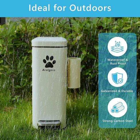 Dog Poop Trash Can Outside with Magnetic Bag Dispenser-Metal Dog Waste Container Odor Control- Rust Proof& Waterproof-Outdoor Waste Trash Can with Lid-Garbage Can&Foot Pedal-Pet Poop Bucket Soft Close in Saudi Arabia
