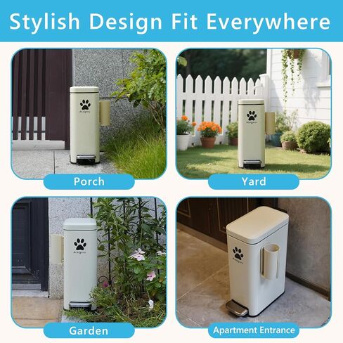 Dog Poop Trash Can Outside with Magnetic Bag Dispenser-Metal Dog Waste Container Odor Control- Rust Proof& Waterproof-Outdoor Waste Trash Can with Lid-Garbage Can&Foot Pedal-Pet Poop Bucket Soft Close in Saudi Arabia