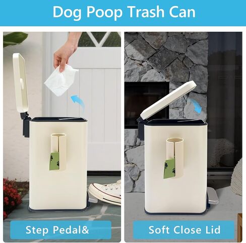 Dog Poop Trash Can Outside with Magnetic Bag Dispenser-Metal Dog Waste Container Odor Control- Rust Proof& Waterproof-Outdoor Waste Trash Can with Lid-Garbage Can&Foot Pedal-Pet Poop Bucket Soft Close in Saudi Arabia