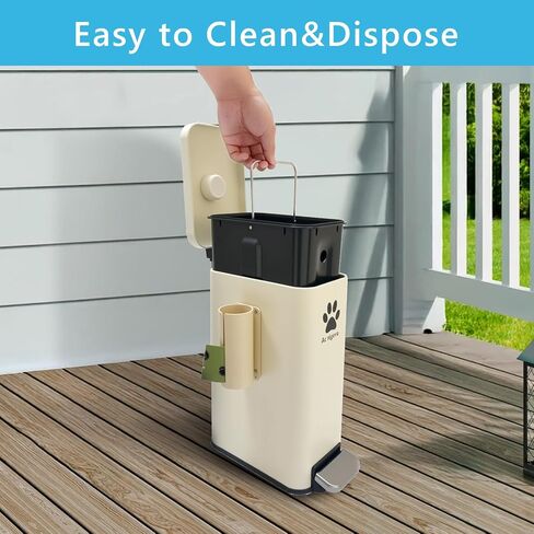 Dog Poop Trash Can Outside with Magnetic Bag Dispenser-Metal Dog Waste Container Odor Control- Rust Proof& Waterproof-Outdoor Waste Trash Can with Lid-Garbage Can&Foot Pedal-Pet Poop Bucket Soft Close in Saudi Arabia