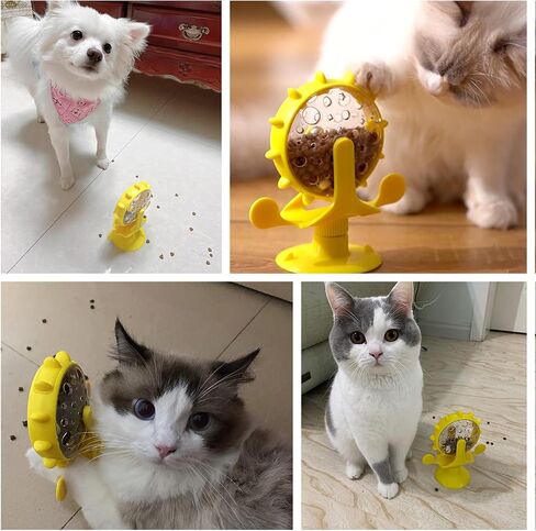Interactive Cat Food Treats Dispenser Toy for Indoor Cats, 360° Rotating Windmill Suction Cup Toys for Small Pet, Puzzle Original Slow Dog Feeder Snack Distribution & Exercise Wheel Toy (Lake Blue) in Saudi Arabia