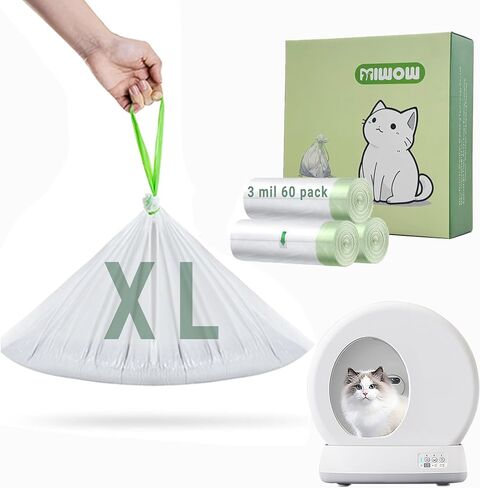 60 قطعة من بطانات صندوق فضلات القطط من Miwow لـ MeoWant MW-SC01، MW-SC02، بطانات صندوق فضلات بديلة مضادة للتسرب والرائحة، متوافقة مع Meowant والمزيد من صناديق الفضلات الأوتوماتيكية (3 لفات) in Saudi Arabia