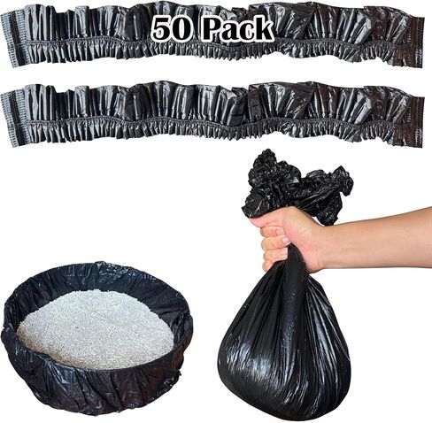 50 Pack Litter Box Liners Compatible with Lifewit Litter Box Cat, Elastic Band Trash Bags for Disposal of Cat Waste, Waterproof and Leak Proof (Black) in Saudi Arabia