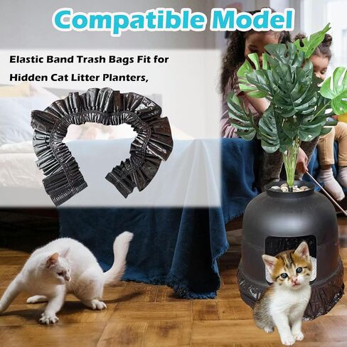 50 Pack Litter Box Liners Compatible with Lifewit Litter Box Cat, Elastic Band Trash Bags for Disposal of Cat Waste, Waterproof and Leak Proof (Black) in Saudi Arabia