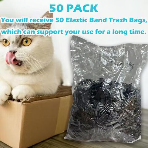 50 Pack Litter Box Liners Compatible with Lifewit Litter Box Cat, Elastic Band Trash Bags for Disposal of Cat Waste, Waterproof and Leak Proof (Black) in Saudi Arabia