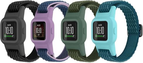 أحزمة مطاطية ESeekGo متوافقة مع أحزمة Garmin Vivofit Jr 3 للأطفال، أشرطة حلقية منفردة من النايلون الملون مع حافظة واقية قابلة للتعديل وإكسسوارات العصابات البديلة للفتيات والأولاد in Kuwait