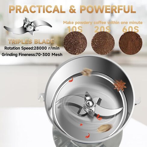 550g Grain Grinder 2000W Electric Spice Grinder High-Speed Stainless Steel Flour Mill Suitable for Coffee/Corn/Pepper/Herbs/Wheat/Rice in Saudi Arabia