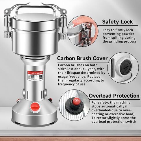 550g Grain Grinder 2000W Electric Spice Grinder High-Speed Stainless Steel Flour Mill Suitable for Coffee/Corn/Pepper/Herbs/Wheat/Rice in Saudi Arabia
