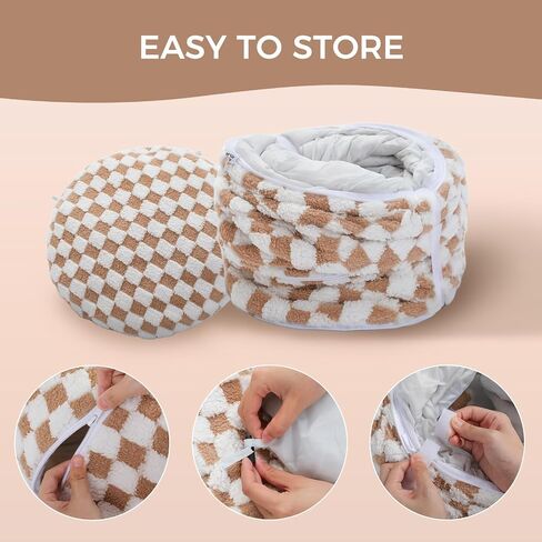 PEQULTI Cat Tunnel with Cat Bed for Indoor Cats, Cat Play Donut Tunnel with Washable Soft Plush Mat, Round Tunnel Toys Cute Tube for Kittens, Puppies, Rabbits and Ferrets, Brown in Saudi Arabia
