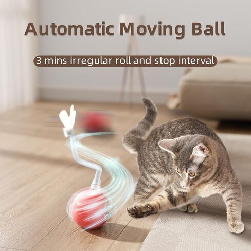 Interactive Cat Toys Set, 1 Automatic Laser Toy with Feather Wand and 2 Cat Ball Toys, Rechargeable 3-in-1 Pet Toys for Indoor Cats and Kittens in Saudi Arabia