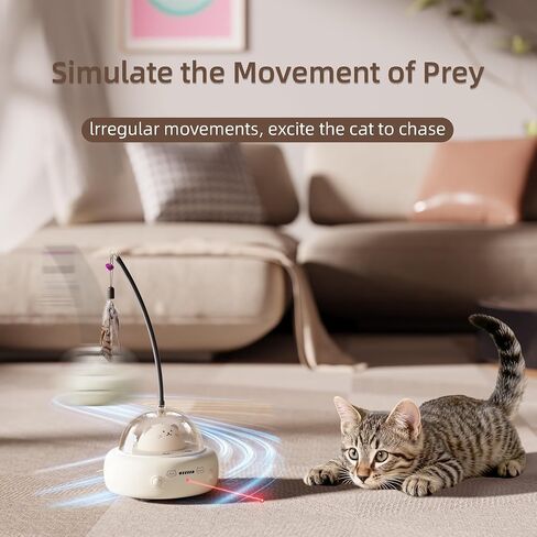 Interactive Cat Toys Set, 1 Automatic Laser Toy with Feather Wand and 2 Cat Ball Toys, Rechargeable 3-in-1 Pet Toys for Indoor Cats and Kittens in Saudi Arabia