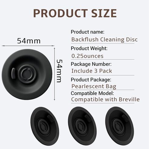 Compatible with Breville Cleaning Disc,3 Pack 54mm Backflush Cleaning Disc for Breville Espresso Machine BES840XL/BES860XL/BES870XL/BES810BSS/BES878BSS/BES450/BES500/BES878/BES880 etc. in Kuwait