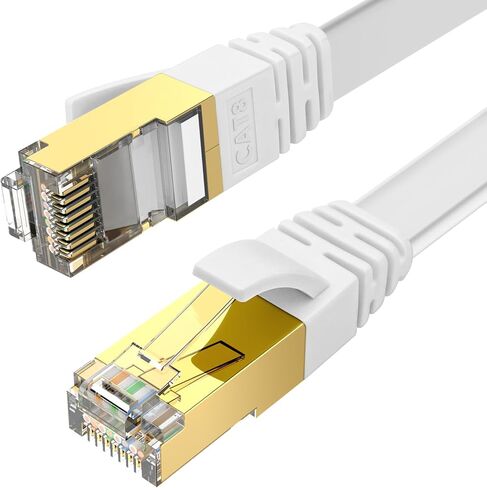 كابل إيثرنت Ercielook CAT8 عالي السرعة بطول 100 قدم، كابل إنترنت مسطح محمي مع مشابك، مقاوم للطقس S/FTP مقاوم للأشعة فوق البنفسجية لجهاز التوجيه/الألعاب/المودم - أسود 30 متر in Kuwait