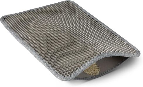 Amazon Basics Double-Layer Cat Litter Mat - 30" x 24" Honeycomb Design, Waterproof & Urine-Proof, Non-Slip Scatter Control Trapper Mat, Easy Clean, Soft on Paws, Grey in Saudi Arabia